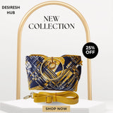 Luxury Ethnic Handbag – Vibrant Traditional Print with Gold Ring Handle