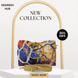 Luxury Ethnic Handbag – Vibrant Traditional Print with Gold Ring Handle